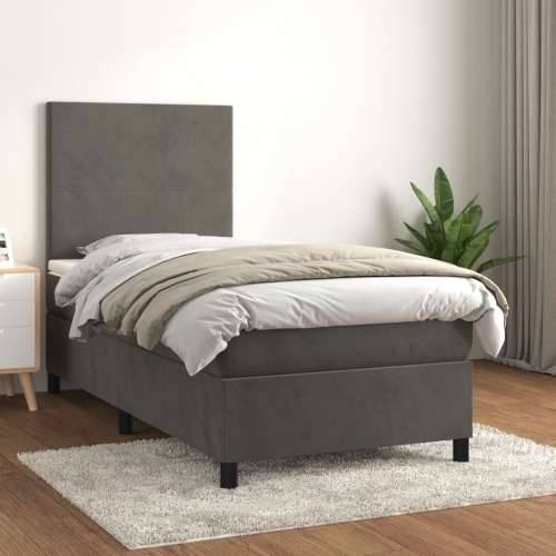 Box spring krevet s madracem tamnosivi 90x200 cm baršunasti - Tamno siva 90 x 200 cm Gladak dizajn Cijena