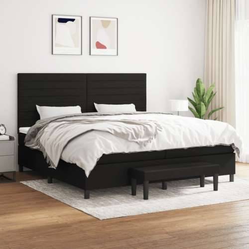 Krevet s oprugama i madracem crni 200x200 cm od tkanine - Crna 200 x 200 cm vodoravne pruge Cijena