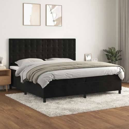 Krevet s oprugama i madracem crni 200x200 cm baršunasti - Crna 200 x 200 cm gumbi Cijena