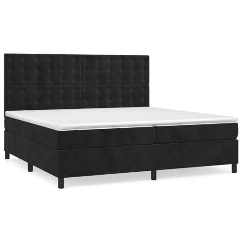 Krevet s oprugama i madracem crni 200x200 cm baršunasti - Crna 200 x 200 cm gumbi Cijena