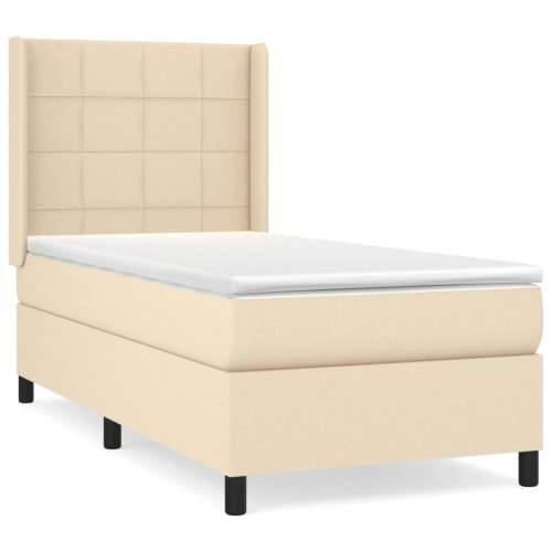 Okvir kreveta s oprugama i madrac krem 80x200 cm od tkanine - Krema 80 x 200 cm Blok s kvadratima Cijena