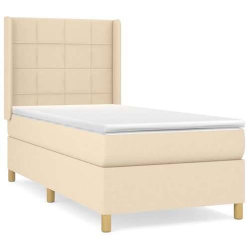 Okvir kreveta s oprugama i madrac krem 80x200 cm od tkanine - Krema 80 x 200 cm Blok s kvadratima Cijena