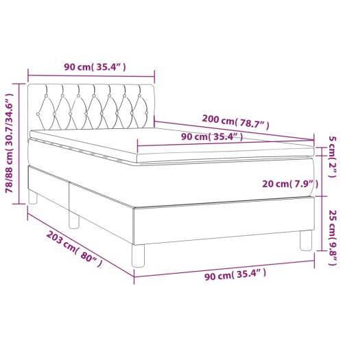 Krevet s oprugama i madracem krem 90 x 200 cm od tkanine - Krema 90 x 200 cm Dizajn s gumbima Cijena