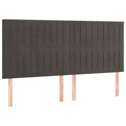 Krevet s oprugama i madracem tamnosivi 160x200 cm baršunasti - Tamno siva 160 x 200 cm Okomite pruge Cijena