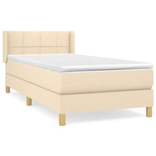 Krevet s oprugama i madracem krem 100 x 200 cm od tkanine - Krema 100 x 200 cm Blok s kvadratima Cijena