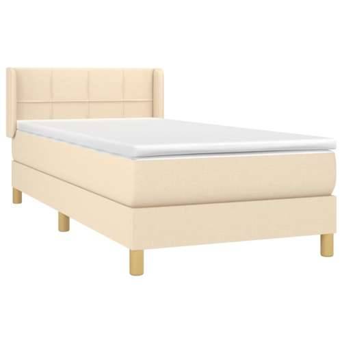 Krevet s oprugama i madracem krem 100 x 200 cm od tkanine - Krema 100 x 200 cm Blok s kvadratima Cijena