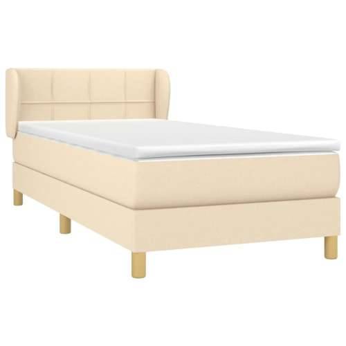 Krevet s oprugama i madracem krem 100 x 200 cm od tkanine - Krema 100 x 200 cm Blok s kvadratima Cijena