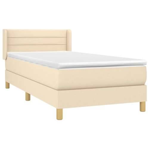 Krevet s oprugama i madracem krem 100 x 200 cm od tkanine - Krema 100 x 200 cm vodoravne pruge Cijena