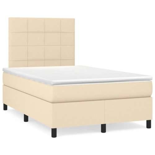 Krevet s oprugama i madracem krem 120 x 200 cm od tkanine - Krema 120 x 200 cm Blok s kvadratima Cijena