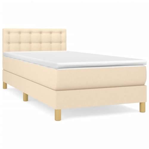 Krevet s oprugama i madracem krem 100 x 200 cm od tkanine - Krema 100 x 200 cm gumbi Cijena
