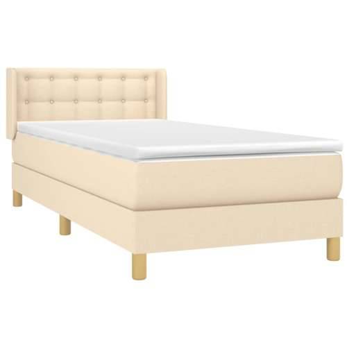 Krevet s oprugama i madracem krem 100 x 200 cm od tkanine - Krema 100 x 200 cm gumbi Cijena