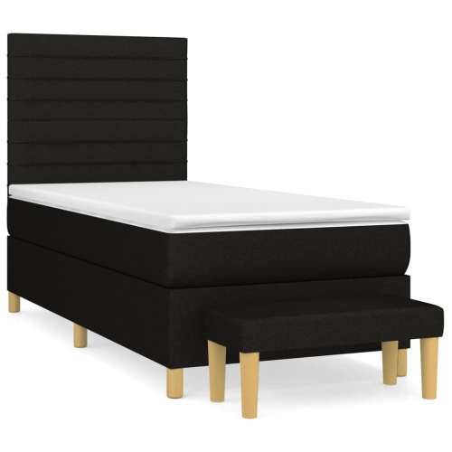 Krevet s oprugama i madracem crni 100 x 200 cm od tkanine - Crna 100 x 200 cm vodoravne pruge Cijena