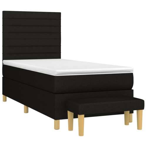 Krevet s oprugama i madracem crni 100 x 200 cm od tkanine - Crna 100 x 200 cm vodoravne pruge Cijena