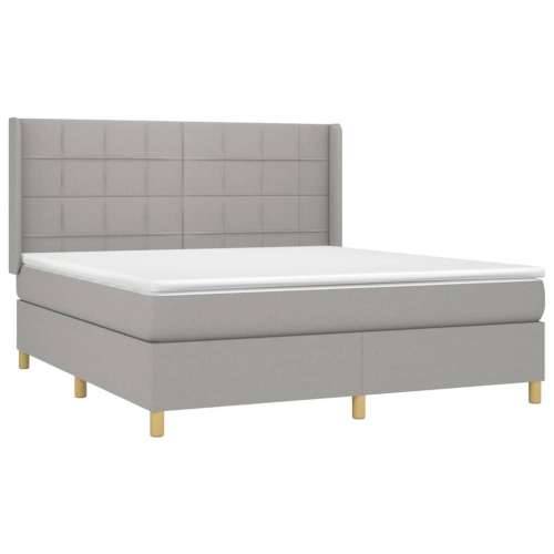 Krevet box spring s madracem svjetlosiva 160x200 cm tkanina - Svjetlosiva 160 x 200 cm Blok s kvadratima Cijena