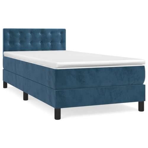 Box spring krevet s madracem tamnoplavi 90x200 cm baršunasti - Tamno plava 90 x 200 cm gumbi Cijena