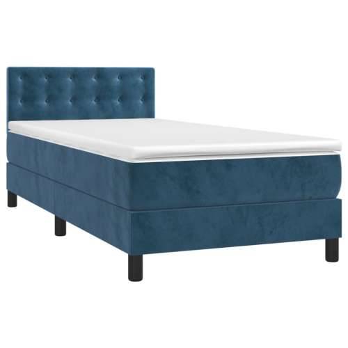Box spring krevet s madracem tamnoplavi 90x200 cm baršunasti - Tamno plava 90 x 200 cm gumbi Cijena