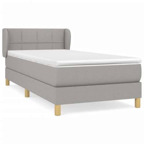 Krevet s oprugama i madracem svjetlosivi 100x200 cm od tkanine - Svjetlosiva 100 x 200 cm Blok s kvadratima Cijena