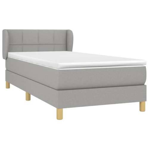 Krevet s oprugama i madracem svjetlosivi 100x200 cm od tkanine - Svjetlosiva 100 x 200 cm Blok s kvadratima Cijena