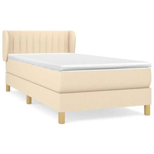 Krevet s oprugama i madracem krem 100 x 200 cm od tkanine - Krema 100 x 200 cm Okomite pruge Cijena