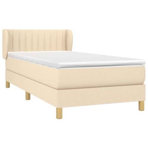 Krevet s oprugama i madracem krem 100 x 200 cm od tkanine - Krema 100 x 200 cm Okomite pruge Cijena