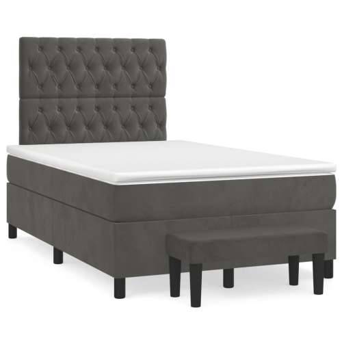 Box spring krevet s madracem tamnosivi 120 x 200 cm baršunasti - Tamno siva 120 x 200 cm Dizajn s gumbima Cijena