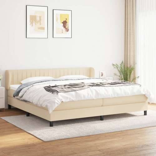 Krevet s oprugama i madracem krem 200 x 200 cm od tkanine - Krema 200 x 200 cm Okomite pruge Cijena