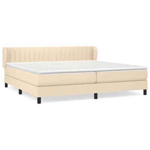 Krevet s oprugama i madracem krem 200 x 200 cm od tkanine - Krema 200 x 200 cm Okomite pruge Cijena