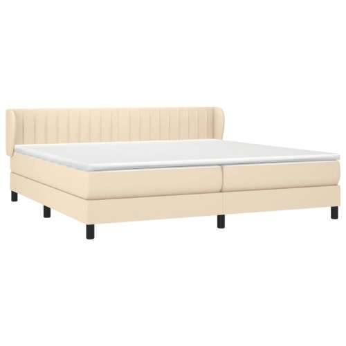 Krevet s oprugama i madracem krem 200 x 200 cm od tkanine - Krema 200 x 200 cm Okomite pruge Cijena