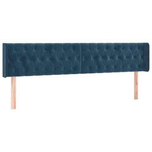 Krevet s oprugama i madracem tamnoplavi 200x200 cm baršunasti - Tamno plava 200 x 200 cm Dizajn s gumbima Cijena