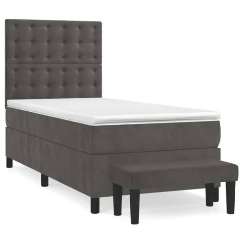 Box spring krevet s madracem tamnosivi 100x200 cm baršunasti - Tamno siva 100 x 200 cm gumbi Cijena