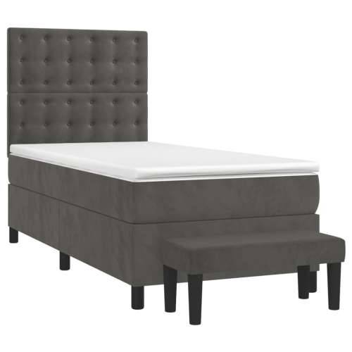Box spring krevet s madracem tamnosivi 100x200 cm baršunasti - Tamno siva 100 x 200 cm gumbi Cijena