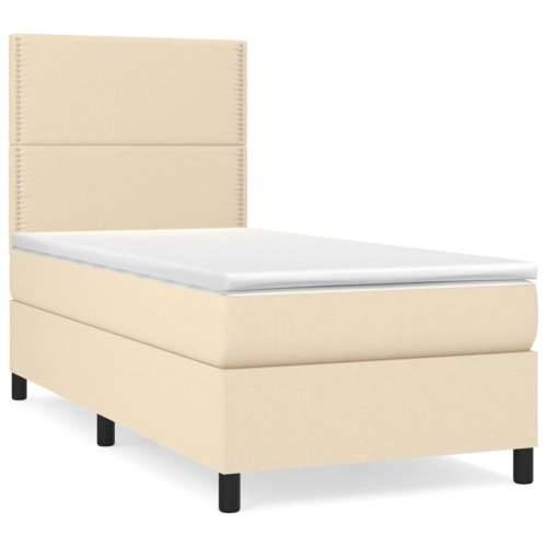 Krevet s oprugama i madracem krem 100 x 200 cm od tkanine - Krema 100 x 200 cm Obično s čavlima Cijena