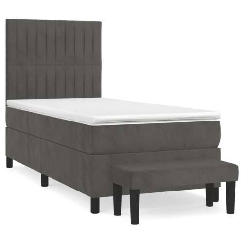 Box spring krevet s madracem tamnosivi 80 x 200 cm baršunasti - Tamno siva 80 x 200 cm Okomite pruge Cijena