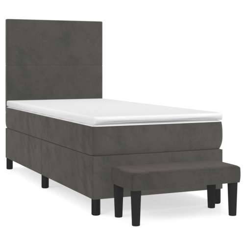 Box spring krevet s madracem tamnosivi 90x190 cm baršunasti - Tamno siva 90 x 190 cm Gladak dizajn Cijena