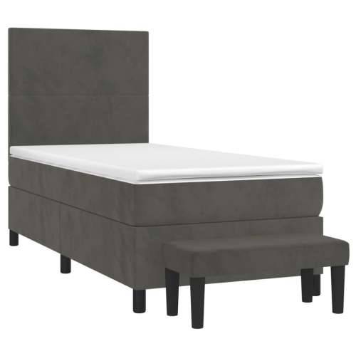 Box spring krevet s madracem tamnosivi 90x190 cm baršunasti - Tamno siva 90 x 190 cm Gladak dizajn Cijena