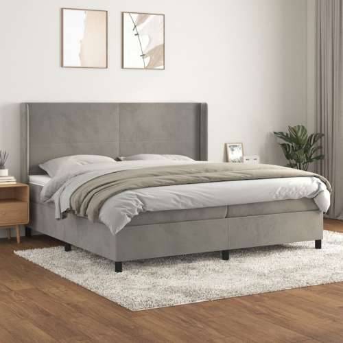 Krevet s oprugama i madracem svjetlosivi 200x200 cm baršunasti - Svjetlosiva 200 x 200 cm Gladak dizajn Cijena