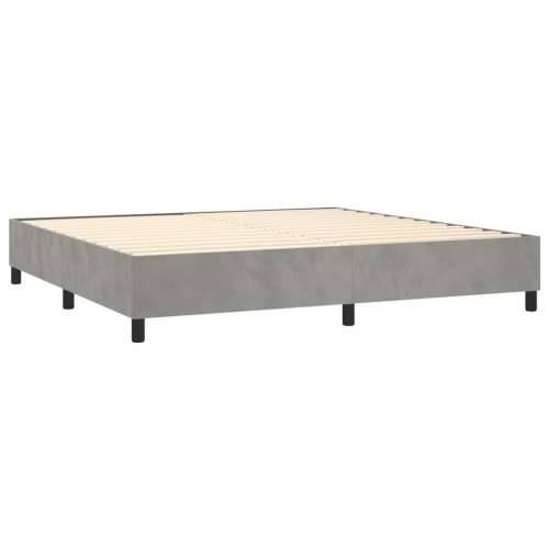 Krevet s oprugama i madracem svjetlosivi 200x200 cm baršunasti - Svjetlosiva 200 x 200 cm Gladak dizajn Cijena