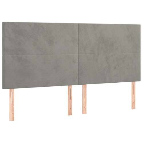 Krevet s oprugama i madracem svjetlosivi 200x200 cm baršunasti - Svjetlosiva 200 x 200 cm Gladak dizajn Cijena