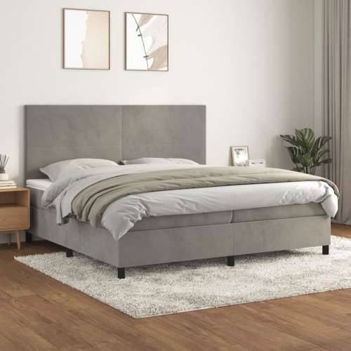 Krevet s oprugama i madracem svjetlosivi 200x200 cm baršunasti - Svjetlosiva 200 x 200 cm Gladak dizajn Cijena