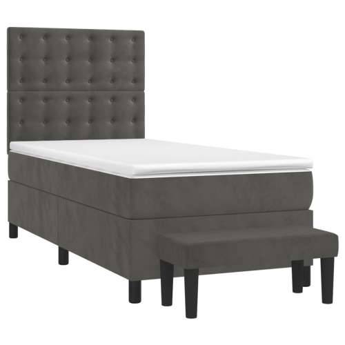 Box spring krevet s madracem tamnosivi 80 x 200 cm baršunasti - Tamno siva 80 x 200 cm gumbi Cijena
