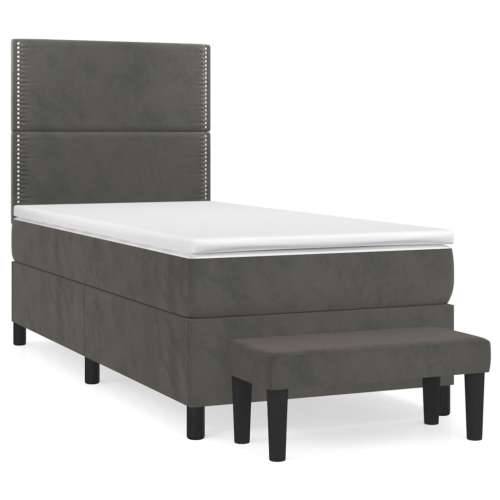Box spring krevet s madracem tamnosivi 80 x 200 cm baršunasti - Tamno siva 80 x 200 cm Obično s čavlima Cijena
