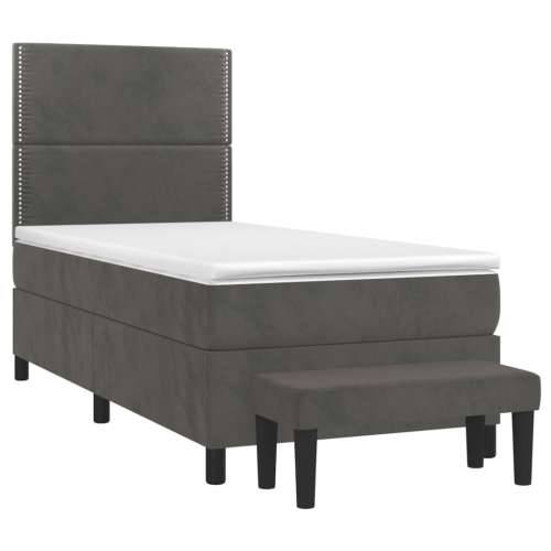 Box spring krevet s madracem tamnosivi 80 x 200 cm baršunasti - Tamno siva 80 x 200 cm Obično s čavlima Cijena