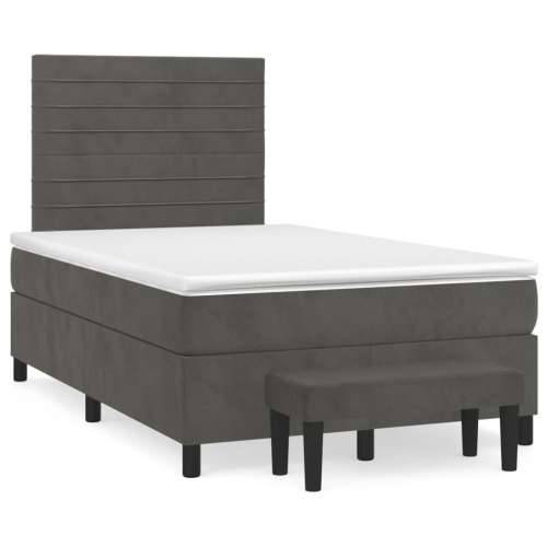 Box spring krevet s madracem tamnosivi 120 x 200 cm baršunasti - Tamno siva 120 x 200 cm vodoravne pruge Cijena
