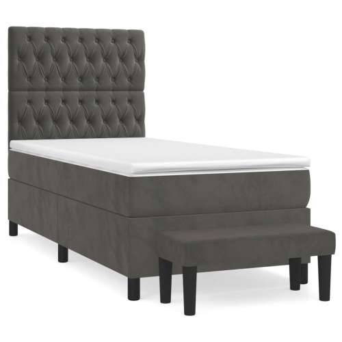 Box spring krevet s madracem tamnosivi 80 x 200 cm baršunasti - Tamno siva 80 x 200 cm Dizajn s gumbima Cijena