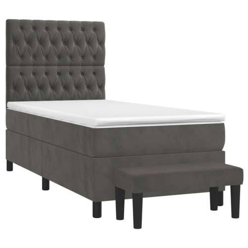 Box spring krevet s madracem tamnosivi 80 x 200 cm baršunasti - Tamno siva 80 x 200 cm Dizajn s gumbima Cijena