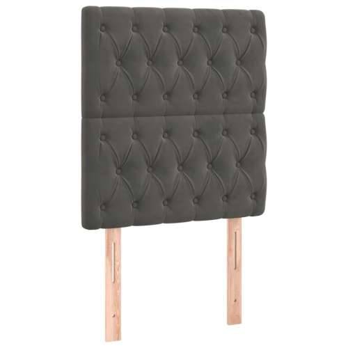 Box spring krevet s madracem tamnosivi 80 x 200 cm baršunasti - Tamno siva 80 x 200 cm Dizajn s gumbima Cijena