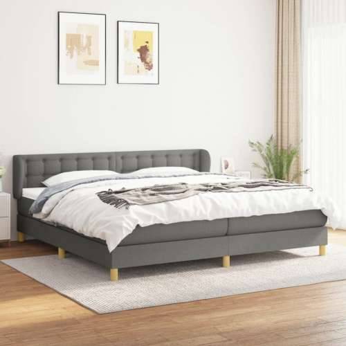 Krevet s oprugama i madracem tamnosivi 200 x 200 cm od tkanine - Tamno siva 200 x 200 cm gumbi Cijena