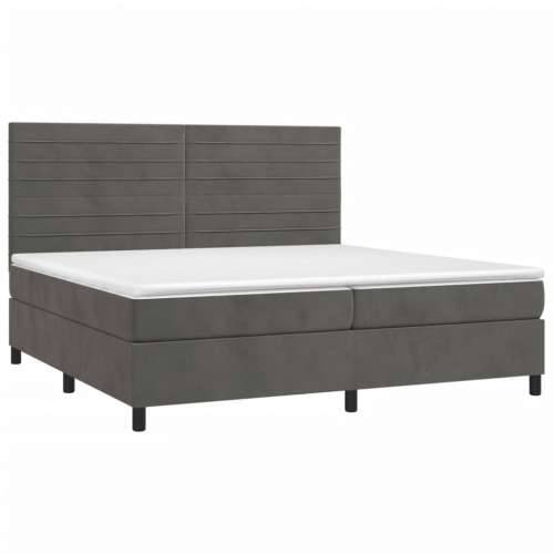 Krevet s oprugama i madracem tamnosivi 200x200 cm baršunasti - Tamno siva 200 x 200 cm vodoravne pruge Cijena