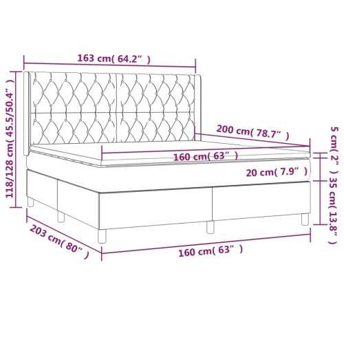 Krevet s oprugama i madracem tamnosivi 160x200 cm baršunasti - Tamno siva 160 x 200 cm Dizajn s gumbima Cijena