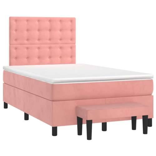 Box spring krevet s madracem ružičasti 120 x 200 cm baršunasti - Ružičasta 120 x 200 cm gumbi Cijena